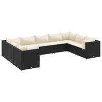Thumbnail for 9-tlg. Garten-Lounge-Set mit Kissen Schwarz Poly Rattan