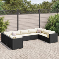 Thumbnail for 9-tlg. Garten-Lounge-Set mit Kissen Schwarz Poly Rattan