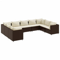 Thumbnail for 9-tlg. Garten-Lounge-Set mit Kissen Braun Poly Rattan