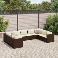 Thumbnail for 9-tlg. Garten-Lounge-Set mit Kissen Braun Poly Rattan