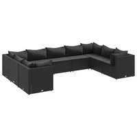 Thumbnail for 9-tlg. Garten-Lounge-Set mit Kissen Schwarz Poly Rattan