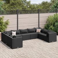 Thumbnail for 9-tlg. Garten-Lounge-Set mit Kissen Schwarz Poly Rattan
