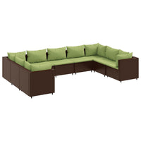 Thumbnail for 9-tlg. Garten-Lounge-Set mit Kissen Braun Poly Rattan