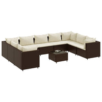 Thumbnail for 10-tlg. Garten-Lounge-Set mit Kissen Braun Poly Rattan