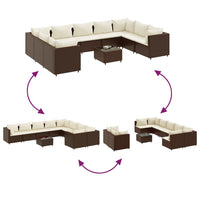 Thumbnail for 10-tlg. Garten-Lounge-Set mit Kissen Braun Poly Rattan