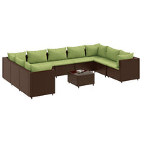 Thumbnail for 10-tlg. Garten-Lounge-Set mit Kissen Braun Poly Rattan