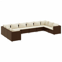 Thumbnail for 10-tlg. Garten-Lounge-Set mit Kissen Braun Poly Rattan