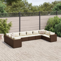 Thumbnail for 10-tlg. Garten-Lounge-Set mit Kissen Braun Poly Rattan