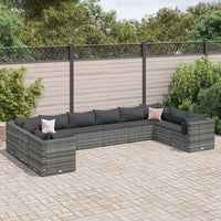 Thumbnail for 10-tlg. Garten-Lounge-Set mit Kissen Grau Poly Rattan