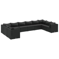 Thumbnail for 10-tlg. Garten-Lounge-Set mit Kissen Schwarz Poly Rattan