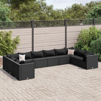 Thumbnail for 10-tlg. Garten-Lounge-Set mit Kissen Schwarz Poly Rattan