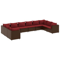 Thumbnail for 10-tlg. Garten-Lounge-Set mit Kissen Braun Poly Rattan