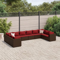 Thumbnail for 10-tlg. Garten-Lounge-Set mit Kissen Braun Poly Rattan