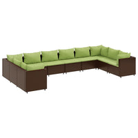 Thumbnail for 10-tlg. Garten-Lounge-Set mit Kissen Braun Poly Rattan