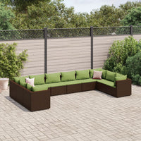 Thumbnail for 10-tlg. Garten-Lounge-Set mit Kissen Braun Poly Rattan