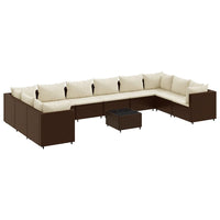 Thumbnail for 11-tlg. Garten-Lounge-Set mit Kissen Braun Poly Rattan