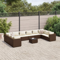 Thumbnail for 11-tlg. Garten-Lounge-Set mit Kissen Braun Poly Rattan