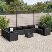 Thumbnail for 11-tlg. Garten-Lounge-Set mit Kissen Schwarz Poly Rattan