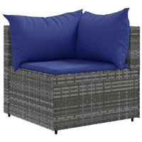 Thumbnail for 11-tlg. Garten-Lounge-Set mit Kissen Grau Poly Rattan