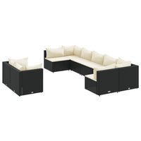 Thumbnail for 9-tlg. Garten-Sofagarnitur mit Kissen Schwarz Poly Rattan