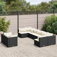 Thumbnail for 9-tlg. Garten-Sofagarnitur mit Kissen Schwarz Poly Rattan