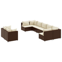 Thumbnail for 9-tlg. Garten-Sofagarnitur mit Kissen Braun Poly Rattan