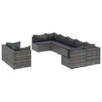 Thumbnail for 9-tlg. Garten-Sofagarnitur mit Kissen Grau Poly Rattan
