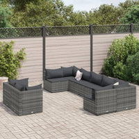 Thumbnail for 9-tlg. Garten-Sofagarnitur mit Kissen Grau Poly Rattan