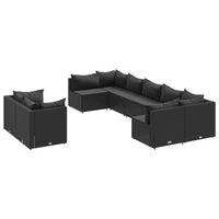 Thumbnail for 9-tlg. Garten-Sofagarnitur mit Kissen Schwarz Poly Rattan