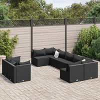 Thumbnail for 9-tlg. Garten-Sofagarnitur mit Kissen Schwarz Poly Rattan