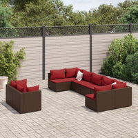 Thumbnail for 9-tlg. Garten-Sofagarnitur mit Kissen Braun Poly Rattan