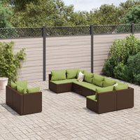 Thumbnail for 9-tlg. Garten-Sofagarnitur mit Kissen Braun Poly Rattan