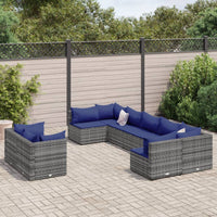 Thumbnail for 9-tlg. Garten-Sofagarnitur mit Kissen Grau Poly Rattan