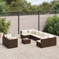 Thumbnail for 10-tlg. Garten-Sofagarnitur mit Kissen Braun Poly Rattan