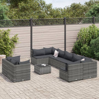 Thumbnail for 10-tlg. Garten-Sofagarnitur mit Kissen Grau Poly Rattan