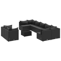 Thumbnail for 10-tlg. Garten-Sofagarnitur mit Kissen Schwarz Poly Rattan