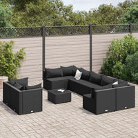 Thumbnail for 10-tlg. Garten-Sofagarnitur mit Kissen Schwarz Poly Rattan
