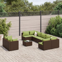 Thumbnail for 10-tlg. Garten-Sofagarnitur mit Kissen Braun Poly Rattan