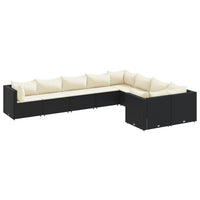 Thumbnail for 9-tlg. Garten-Sofagarnitur mit Kissen Schwarz Poly Rattan
