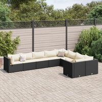 Thumbnail for 9-tlg. Garten-Sofagarnitur mit Kissen Schwarz Poly Rattan