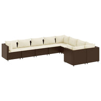 Thumbnail for 9-tlg. Garten-Sofagarnitur mit Kissen Braun Poly Rattan