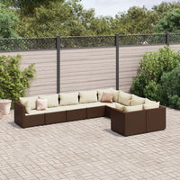 Thumbnail for 9-tlg. Garten-Sofagarnitur mit Kissen Braun Poly Rattan