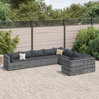 Thumbnail for 9-tlg. Garten-Sofagarnitur mit Kissen Grau Poly Rattan