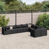 Thumbnail for 9-tlg. Garten-Sofagarnitur mit Kissen Schwarz Poly Rattan