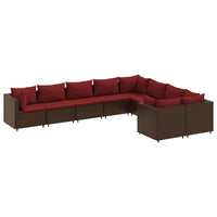Thumbnail for 9-tlg. Garten-Sofagarnitur mit Kissen Braun Poly Rattan