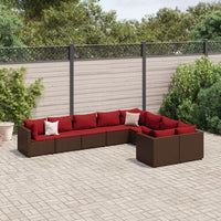 Thumbnail for 9-tlg. Garten-Sofagarnitur mit Kissen Braun Poly Rattan