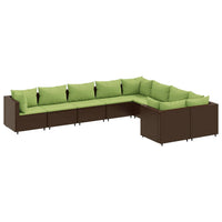 Thumbnail for 9-tlg. Garten-Sofagarnitur mit Kissen Braun Poly Rattan