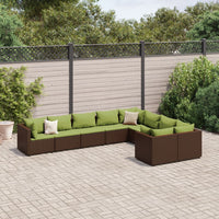 Thumbnail for 9-tlg. Garten-Sofagarnitur mit Kissen Braun Poly Rattan