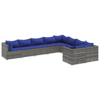 Thumbnail for 9-tlg. Garten-Sofagarnitur mit Kissen Grau Poly Rattan