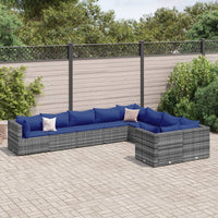 Thumbnail for 9-tlg. Garten-Sofagarnitur mit Kissen Grau Poly Rattan